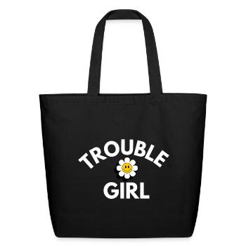 Trouble Girl Daisy Smile - Eco-Friendly Cotton Tote - black - Front