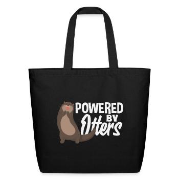 Powered By Sea Otter Cartoon - Eco-Friendly Cotton Tote - black - Front
