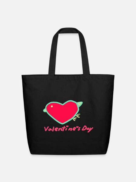 Playful Heart Valentine Logo - Eco-Friendly Cotton Tote - black
