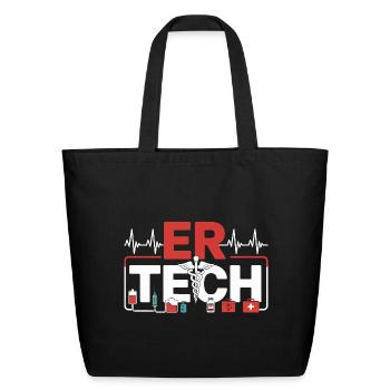 ER Tech Pulse - Eco-Friendly Cotton Tote - black - Front