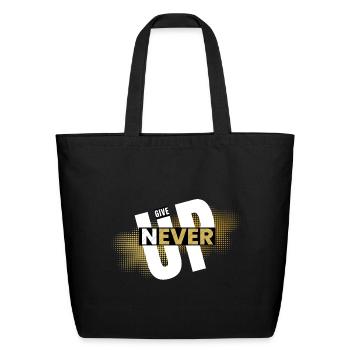 Never Give Up Bold U Graphic - Eco-Friendly Cotton Tote - black - Front