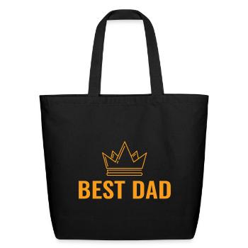 Best Dad Crown Tee - Eco-Friendly Cotton Tote - black - Front