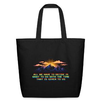 Neon Sunrise Peaks - Eco-Friendly Cotton Tote - black - Front