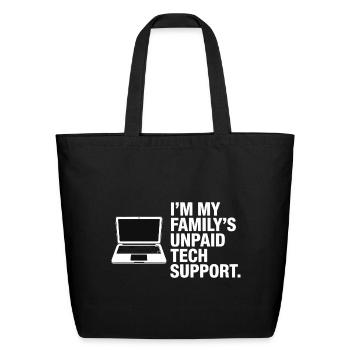 Family Tech Support Meme - Eco-Friendly Cotton Tote - black - Front