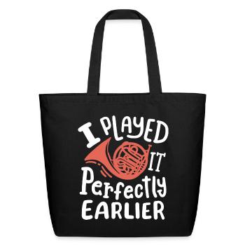 French Horn Player French Hornist - Eco-Friendly Cotton Tote - black - Front