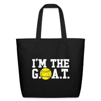 I'm The G.O.A.T. Softball Goat - Eco-Friendly Cotton Tote - black - Front