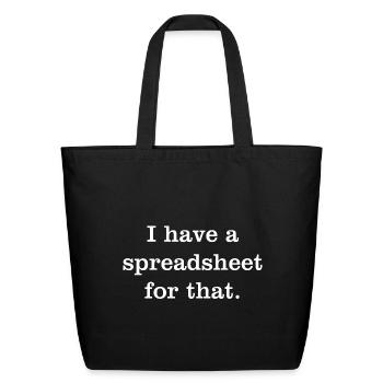 I have a spreadsheet for that - Eco-Friendly Cotton Tote - black - Front