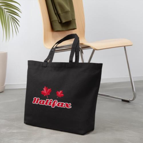 Halifax with two red maple leaves - Eco-Friendly Cotton Tote