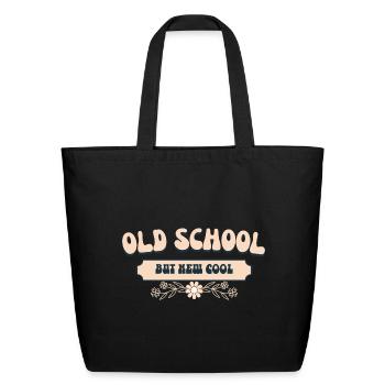 Ancien mais nouveau Emble rétro Rétro Floral Groovy - Sac fourre-tout en coton naturel - noir - Devant