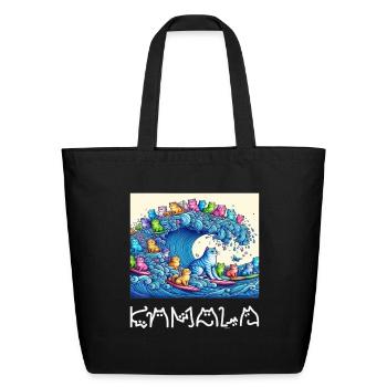 Blue Cats Wave For Kamala Harris Funny - Eco-Friendly Cotton Tote - black - Front