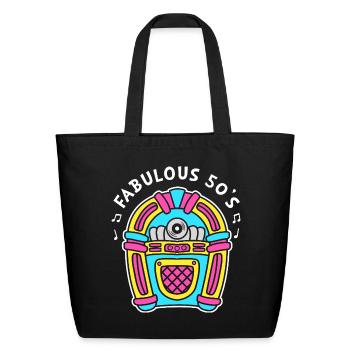 Jukebox 50s Sock Hop Dancer - Eco-Friendly Cotton Tote - black - Front