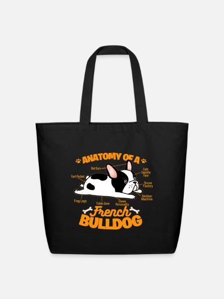 French Bulldog Anatomy Tee - Eco-Friendly Cotton Tote - black
