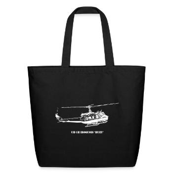 Huey Shadow Helicopter Silhouette - Eco-Friendly Cotton Tote - black - Front