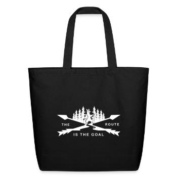 Trekking Hike - the route is the goal alpaca llama - Eco-Friendly Cotton Tote - black - Front
