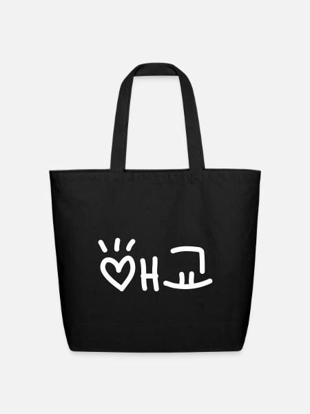 Cute Korean 애교 Aegyo | Hangul Language - Eco-Friendly Cotton Tote - black