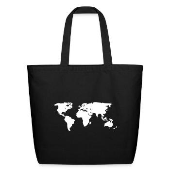 World Map - Eco-Friendly Cotton Tote - black - Front