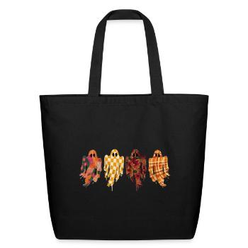 Trendy Fall Ghosts - Drip Pattern Collection - Eco-Friendly Cotton Tote - black - Front