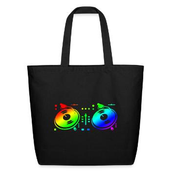 Turntable Sketch - Eco-Friendly Cotton Tote - black - Front