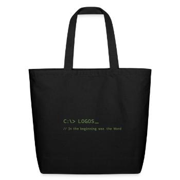 Logos John 1:1 Tech Christian Programmer - Eco-Friendly Cotton Tote - black - Front