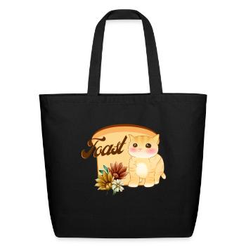 Cat Flower Toast, Funny Cat - Eco-Friendly Cotton Tote - black - Front