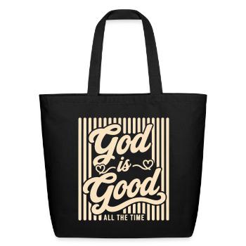 God Is Good Retro Vintage Shirt - Eco-Friendly Cotton Tote - black - Front