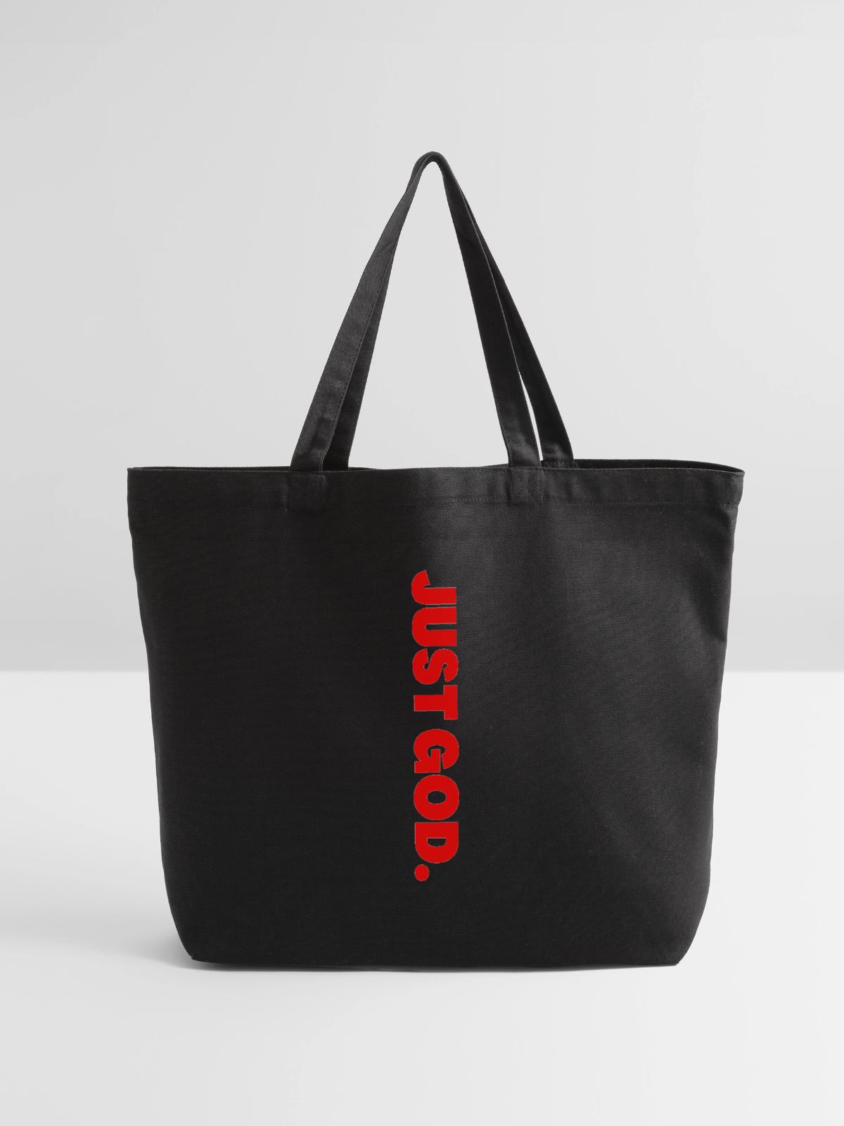Just God - Eco-Friendly Cotton Tote - black - Front