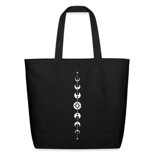 Totem with moon phases and stars. White. - Eco-Friendly Cotton Tote