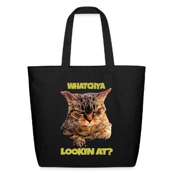 Whatchya Lookin At Cat - Eco-Friendly Cotton Tote - black - Front