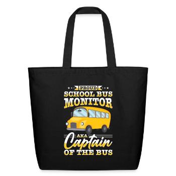 School Bus Monitor Bus Aide Attendant Student - Eco-Friendly Cotton Tote - black - Front