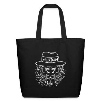 Squatchy Bigfoot Sasquatch Wilderness Grumpy Beast - Eco-Friendly Cotton Tote - black - Front