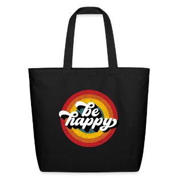 Be happy - Eco-Friendly Cotton Tote - black - Front