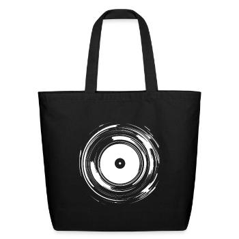 DJ Disk Drawing - Eco-Friendly Cotton Tote - black - Front