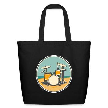 Drum Set Illustration - Eco-Friendly Cotton Tote - black - Front