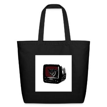 Cat Portrait on Retro TV Screen - Eco-Friendly Cotton Tote - black - Front