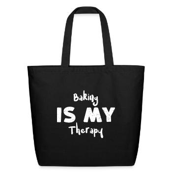 Baking Is My Therapy - Baking - Eco-Friendly Cotton Tote - black - Front