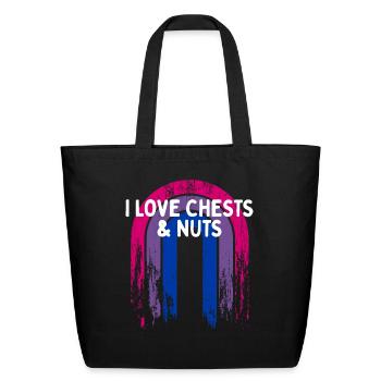 I Love Chests & Nuts Bisexual LGBTQ Bi Pride - Eco-Friendly Cotton Tote - black - Front