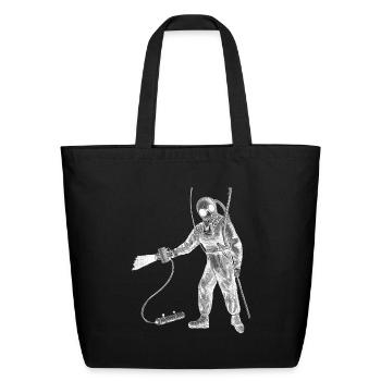 Vintage Diver with Helmet and an Underwater Lamp - Eco-Friendly Cotton Tote - black - Front