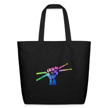 Drumsticks Fist Drummer Design - Eco-Friendly Cotton Tote - black - Front