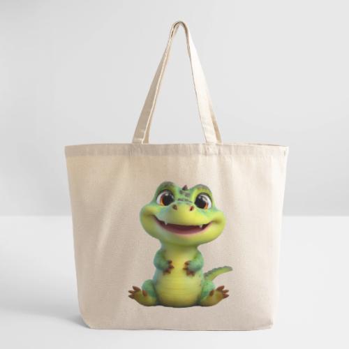 Playful Cartoon Baby Alligator - Eco-Friendly Cotton Tote