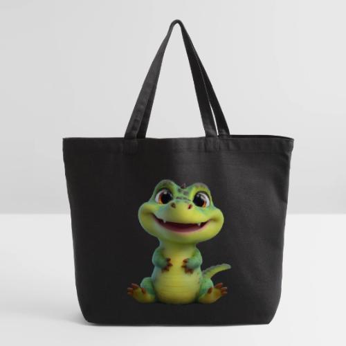 Playful Cartoon Baby Alligator - Eco-Friendly Cotton Tote