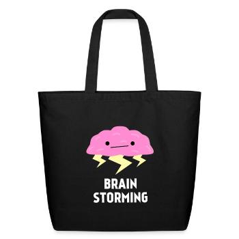 Brain Storming Brain : Cerebral Brain Pun - Eco-Friendly Cotton Tote - black - Front
