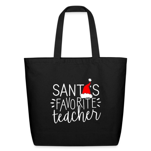 Santa's Favorite Teacher Christmas Teacher T-Shirt - Eco-Friendly Cotton Tote