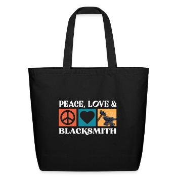 Peace Love Blacksmith Goldsmith Hammer Craft - Eco-Friendly Cotton Tote - black - Front