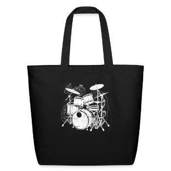 Drummer Drums Drumsticks Musician Outfit - Eco-Friendly Cotton Tote - black - Front