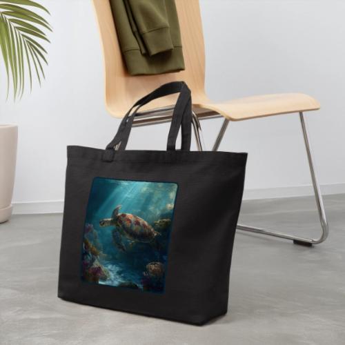 Sea Turtle Coral Reef Design - Eco-Friendly Cotton Tote