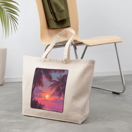 Tropical Sunset Palm Silhouette Design - Eco-Friendly Cotton Tote