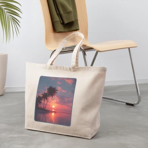 Tropical Sunset Ocean Reflection Design - Eco-Friendly Cotton Tote