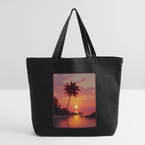 Tropical Beach Sunset Palm Design - Eco-Friendly Cotton Tote