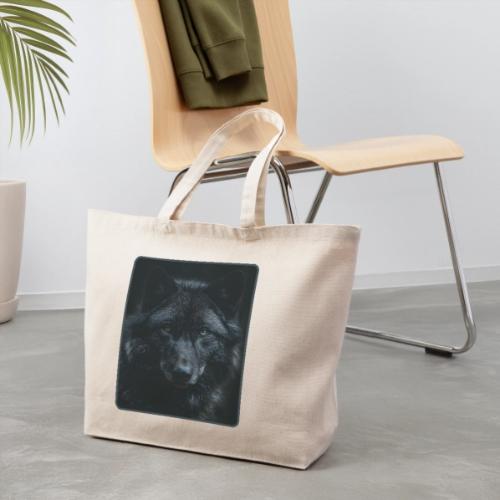 Black Wolf Intense Eyes Portrait Design - Eco-Friendly Cotton Tote