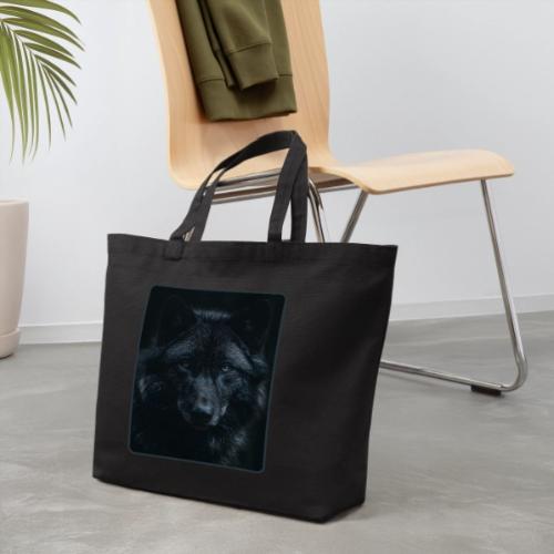 Black Wolf Intense Eyes Portrait Design - Eco-Friendly Cotton Tote